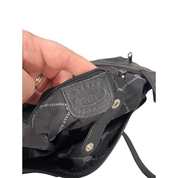 Derek Alexander Black Leather Adjustable Strap Crossbody Bag Medium - Picture 8 of 12